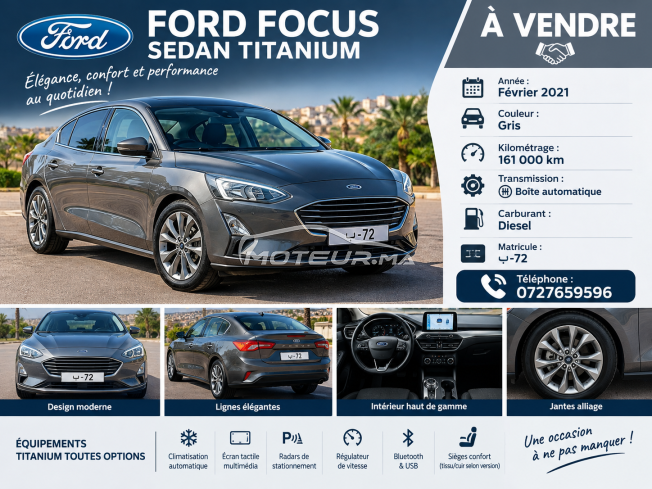 Ford focus sedan titanium 2021- très bonne état