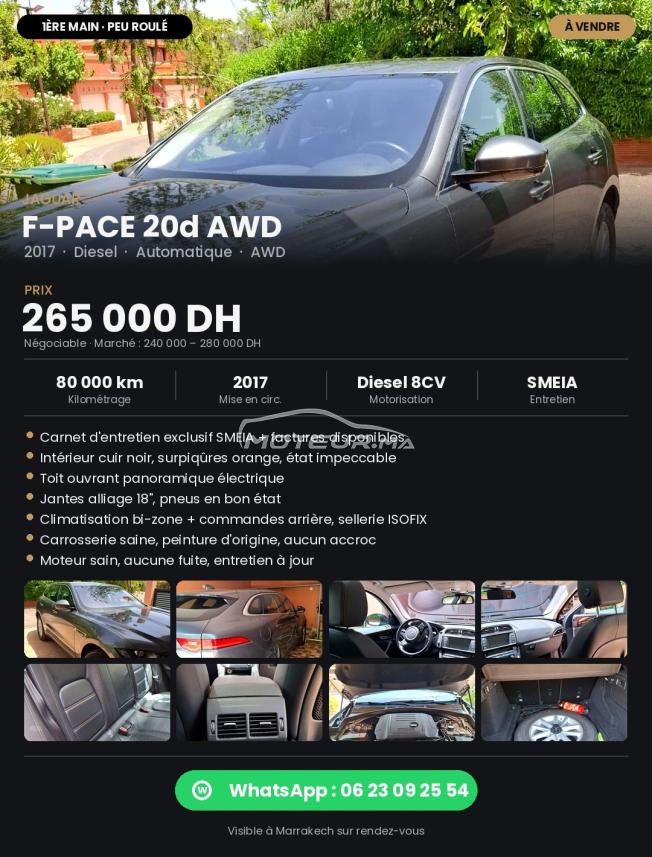 Jaguar F-Pace 20d AWD (2017) — 80 000 km — Excellent état