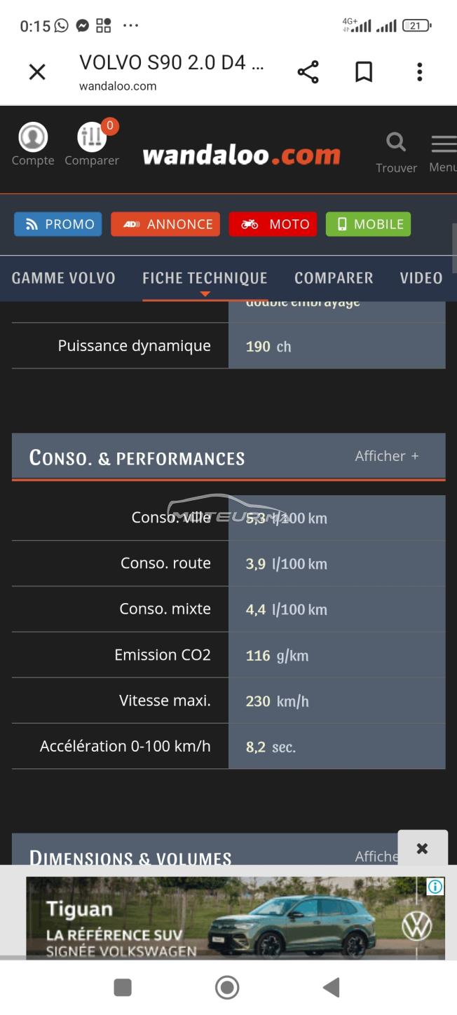 Volvo s90 possible de reprise